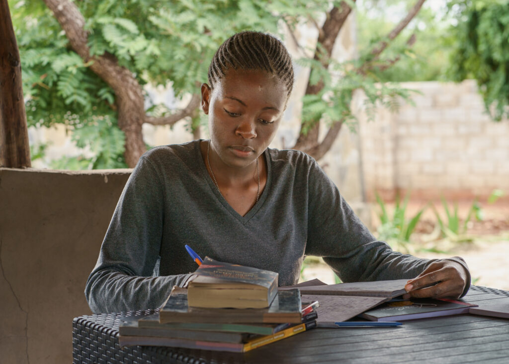 young woman studying